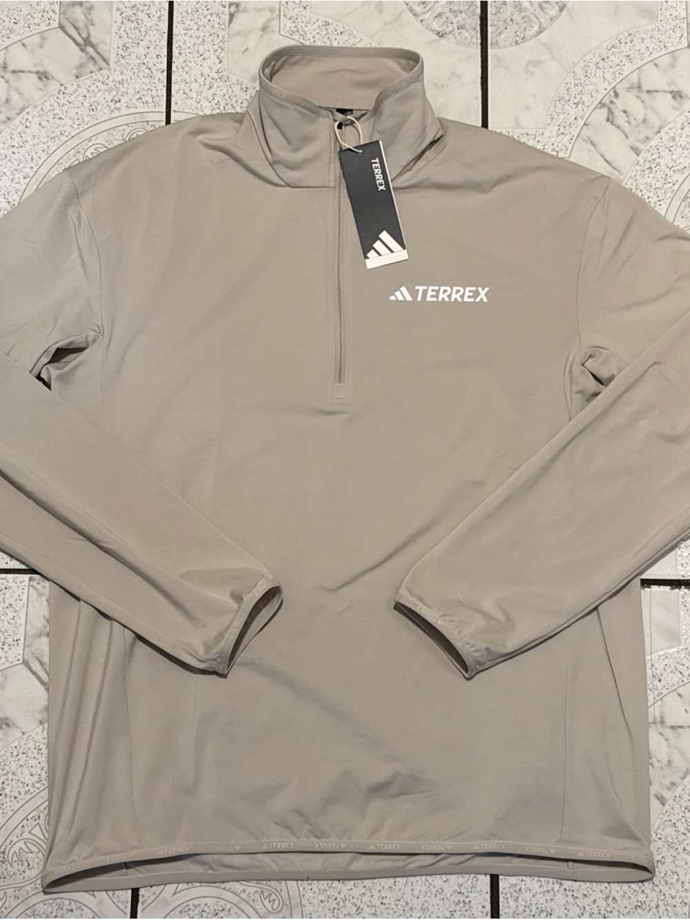 New Adidas Terrex Multi Half Zip Tech Fleece Jacket Beige Men’s Sz Medium KA9533